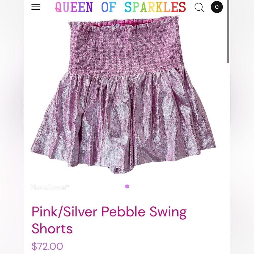 Queen of Sparkles Pink Silver Pebble Swing Shorts